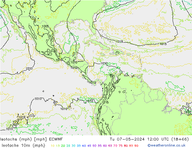 Isotachs (mph) ECMWF Tu 07.05.2024 12 UTC
