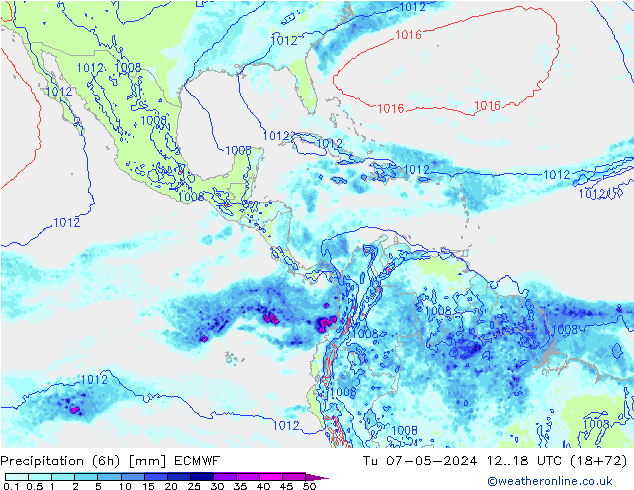 Z500/Rain (+SLP)/Z850 ECMWF  07.05.2024 18 UTC
