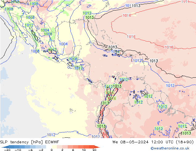 SLP tendency ECMWF We 08.05.2024 12 UTC