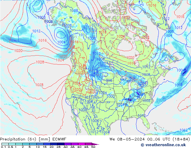 Z500/Rain (+SLP)/Z850 ECMWF Mi 08.05.2024 06 UTC