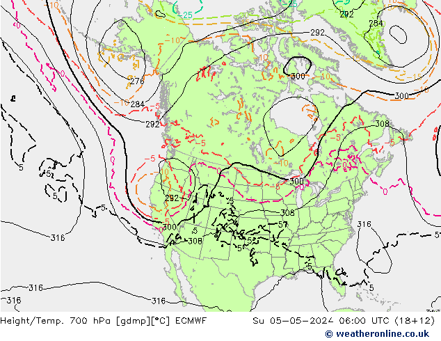 Yükseklik/Sıc. 700 hPa ECMWF Paz 05.05.2024 06 UTC