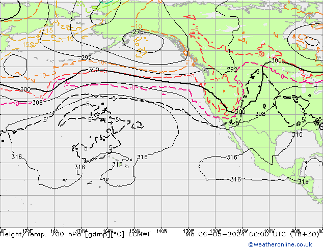 Yükseklik/Sıc. 700 hPa ECMWF Pzt 06.05.2024 00 UTC