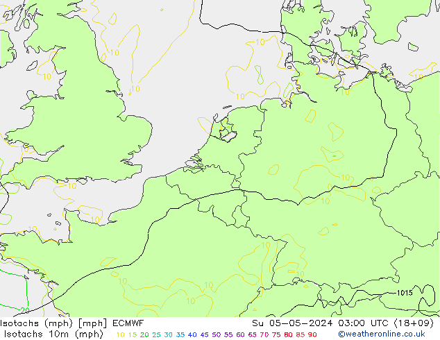 Isotachs (mph) ECMWF Su 05.05.2024 03 UTC