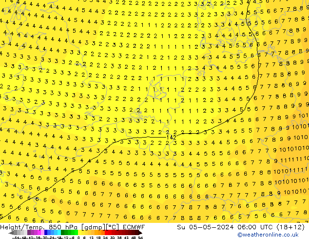 Z500/Rain (+SLP)/Z850 ECMWF dim 05.05.2024 06 UTC