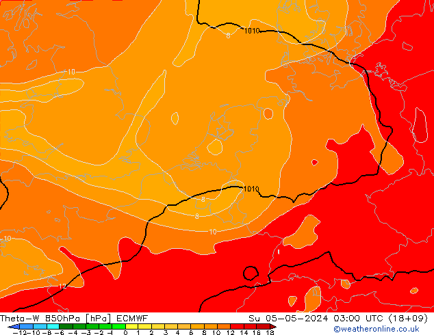 Theta-W 850hPa ECMWF Su 05.05.2024 03 UTC