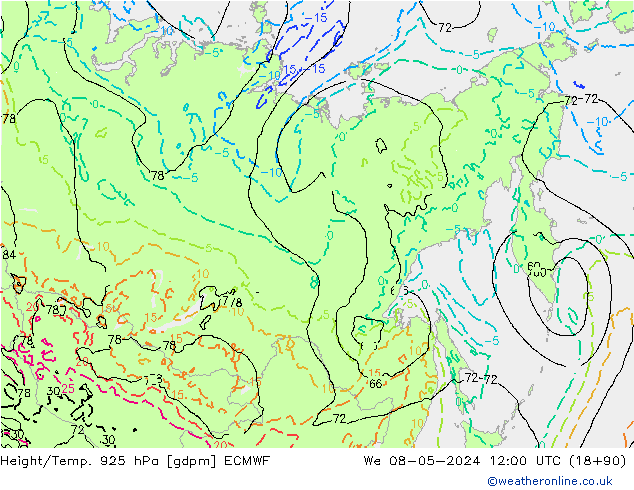 Yükseklik/Sıc. 925 hPa ECMWF Çar 08.05.2024 12 UTC