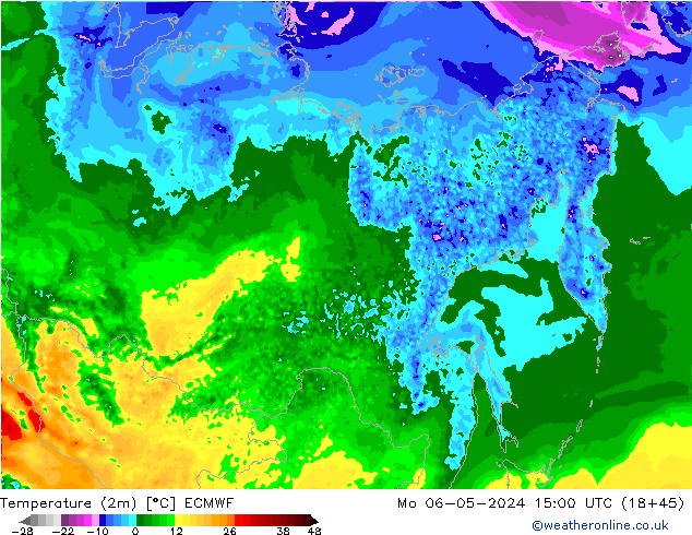 Temperature (2m) ECMWF Po 06.05.2024 15 UTC