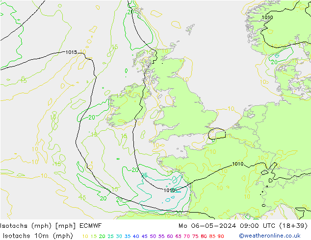 Isotachs (mph) ECMWF Mo 06.05.2024 09 UTC