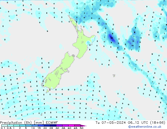 Precipitação (6h) ECMWF Ter 07.05.2024 12 UTC