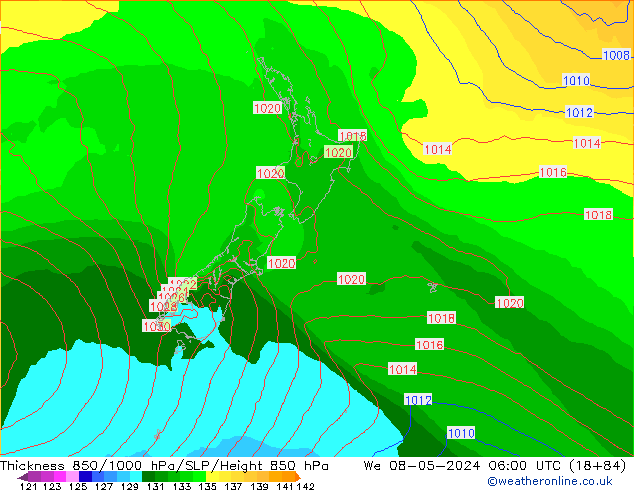 850-1000 hPa Kalınlığı ECMWF Çar 08.05.2024 06 UTC