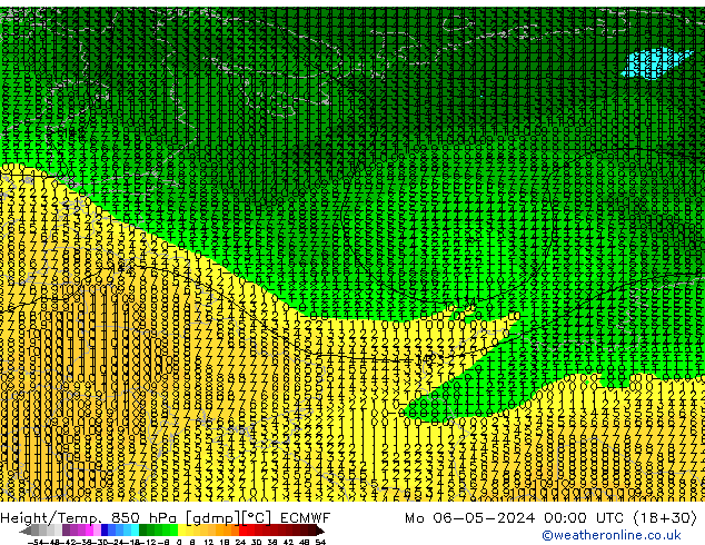 Z500/Yağmur (+YB)/Z850 ECMWF Pzt 06.05.2024 00 UTC