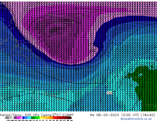 Z500/Rain (+SLP)/Z850 ECMWF mer 08.05.2024 12 UTC