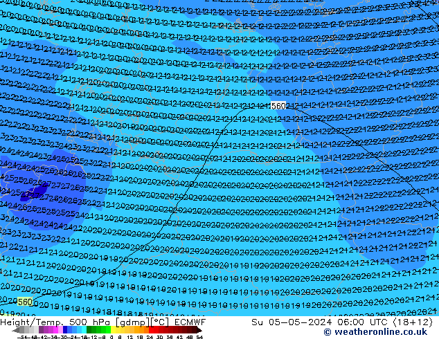 Z500/Rain (+SLP)/Z850 ECMWF So 05.05.2024 06 UTC