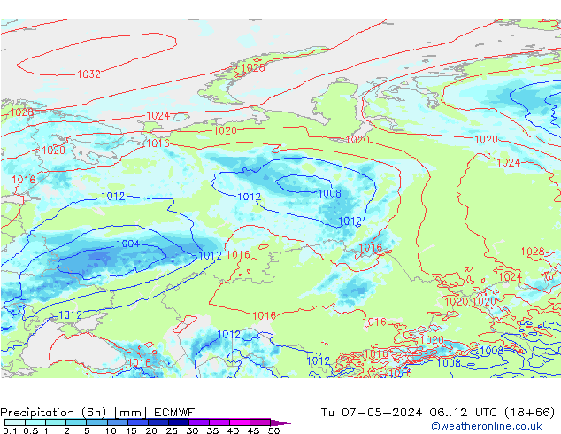 Z500/Rain (+SLP)/Z850 ECMWF Tu 07.05.2024 12 UTC