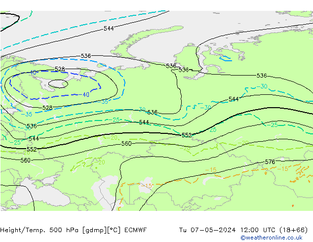 Z500/Rain (+SLP)/Z850 ECMWF Tu 07.05.2024 12 UTC