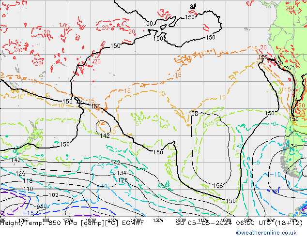 Z500/Rain (+SLP)/Z850 ECMWF Su 05.05.2024 06 UTC