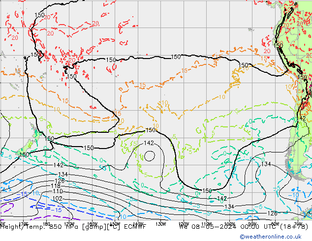 Z500/Rain (+SLP)/Z850 ECMWF St 08.05.2024 00 UTC