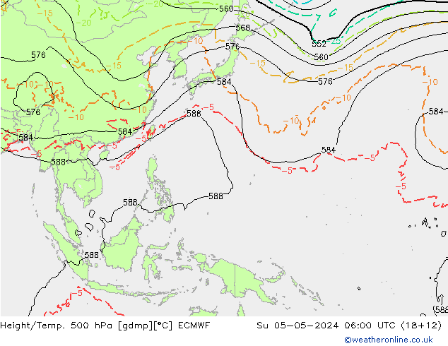 Z500/Rain (+SLP)/Z850 ECMWF Вс 05.05.2024 06 UTC