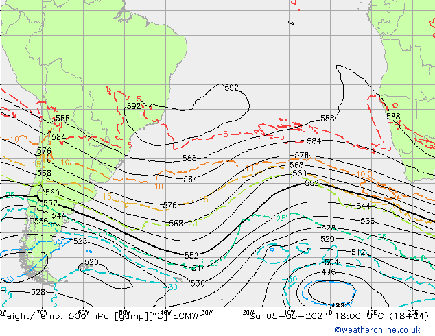 Height/Temp. 500 hPa ECMWF Dom 05.05.2024 18 UTC