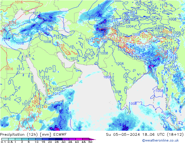 降水量 (12h) ECMWF 星期日 05.05.2024 06 UTC