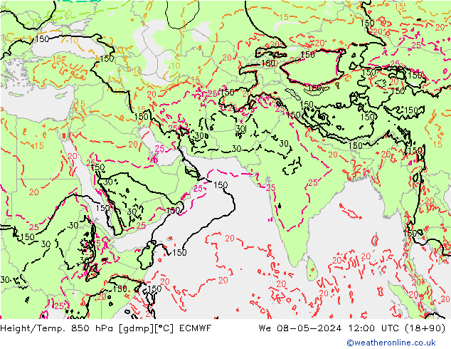 Z500/Rain (+SLP)/Z850 ECMWF We 08.05.2024 12 UTC