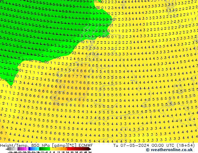 Z500/Regen(+SLP)/Z850 ECMWF di 07.05.2024 00 UTC