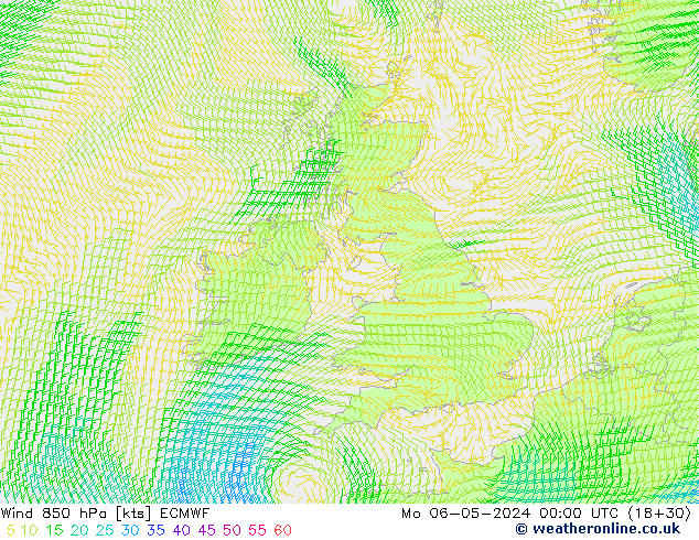 Wind 850 hPa ECMWF Mo 06.05.2024 00 UTC