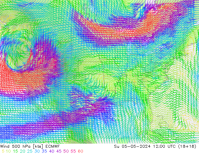 Wind 500 hPa ECMWF Su 05.05.2024 12 UTC