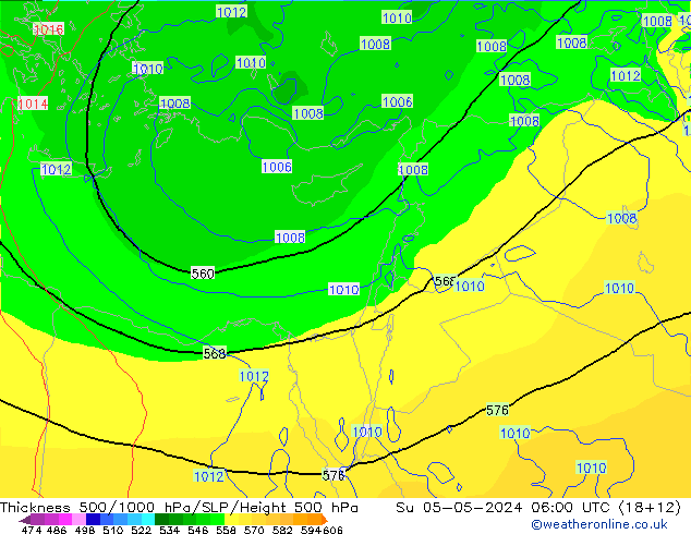 Thck 500-1000hPa ECMWF Dom 05.05.2024 06 UTC