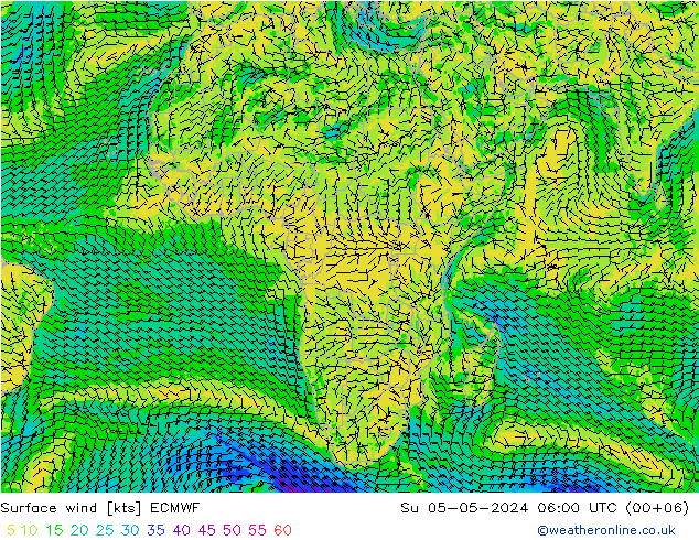 Prec 6h/Wind 10m/950 ECMWF Su 05.05.2024 06 UTC