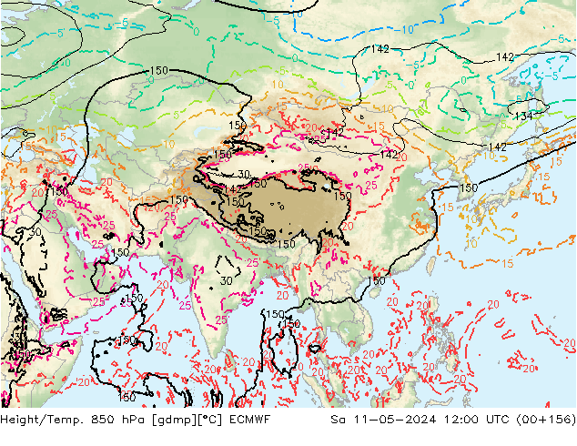 Z500/Yağmur (+YB)/Z850 ECMWF Cts 11.05.2024 12 UTC