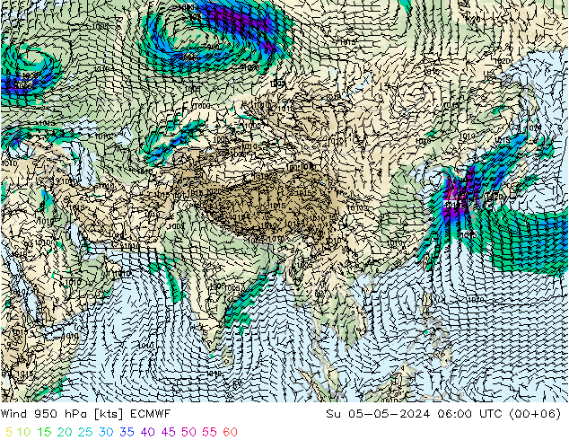 Wind 950 hPa ECMWF Ne 05.05.2024 06 UTC