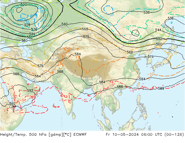 Z500/Rain (+SLP)/Z850 ECMWF Fr 10.05.2024 06 UTC