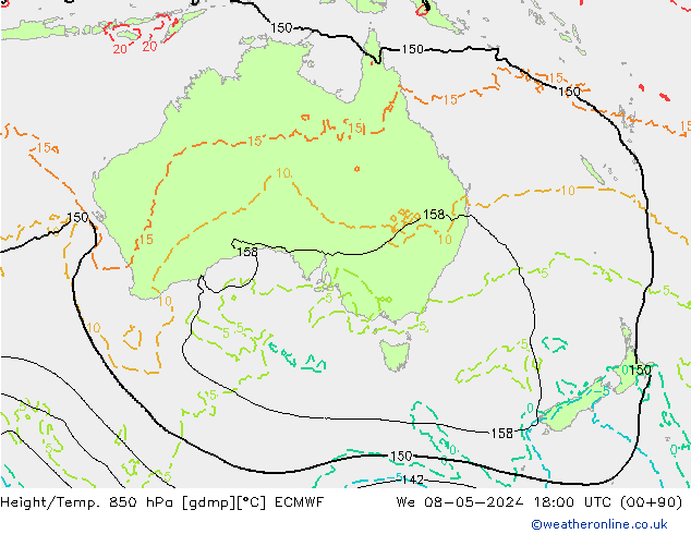 Z500/Rain (+SLP)/Z850 ECMWF śro. 08.05.2024 18 UTC