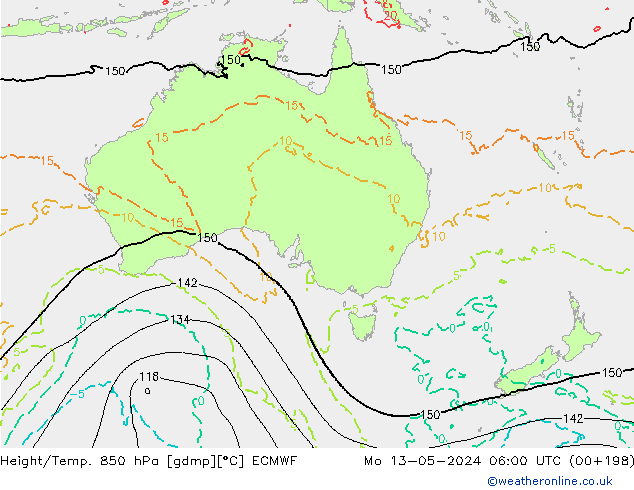 Height/Temp. 850 гПа ECMWF пн 13.05.2024 06 UTC
