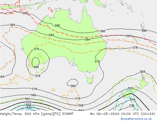 Z500/Rain (+SLP)/Z850 ECMWF Po 06.05.2024 00 UTC