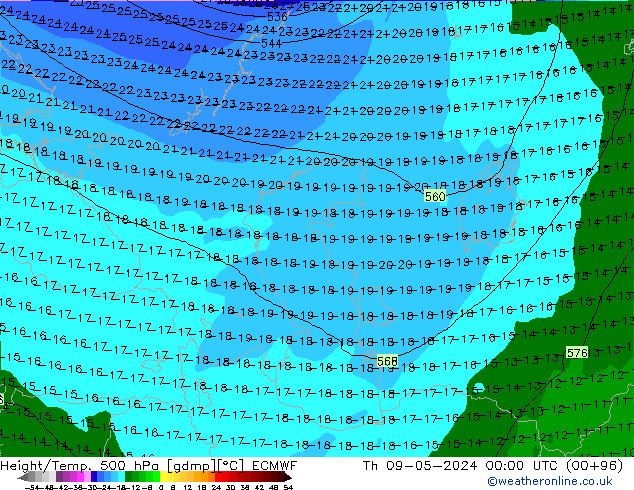 Z500/Rain (+SLP)/Z850 ECMWF чт 09.05.2024 00 UTC