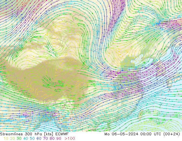风 300 hPa ECMWF 星期一 06.05.2024 00 UTC