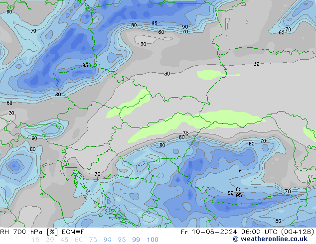 Humidité rel. 700 hPa ECMWF ven 10.05.2024 06 UTC