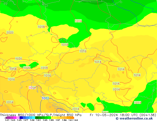 Thck 850-1000 гПа ECMWF пт 10.05.2024 18 UTC