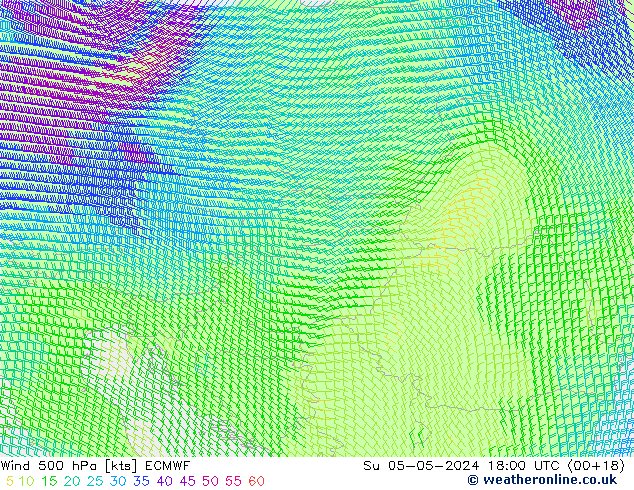 Wind 500 hPa ECMWF Su 05.05.2024 18 UTC