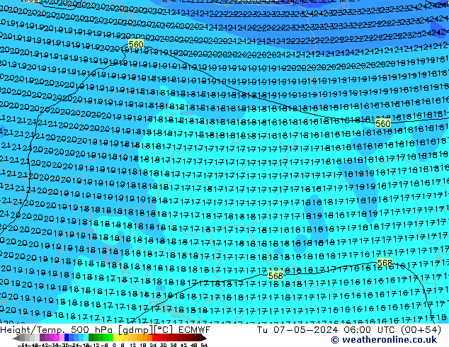 Z500/Rain (+SLP)/Z850 ECMWF mar 07.05.2024 06 UTC