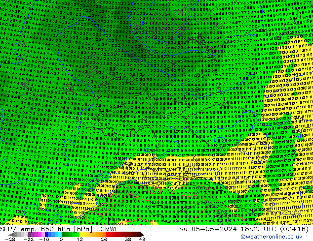 SLP/Temp. 850 hPa ECMWF dim 05.05.2024 18 UTC