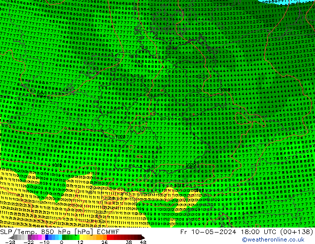 SLP/Temp. 850 hPa ECMWF ven 10.05.2024 18 UTC