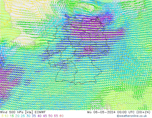 Wind 500 hPa ECMWF Mo 06.05.2024 00 UTC