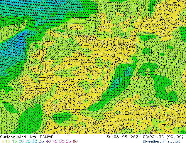 Viento 10 m ECMWF dom 05.05.2024 00 UTC