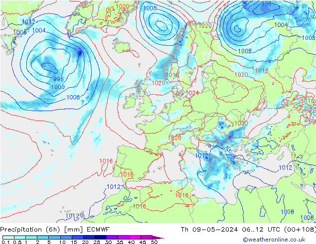 Z500/Yağmur (+YB)/Z850 ECMWF Per 09.05.2024 12 UTC