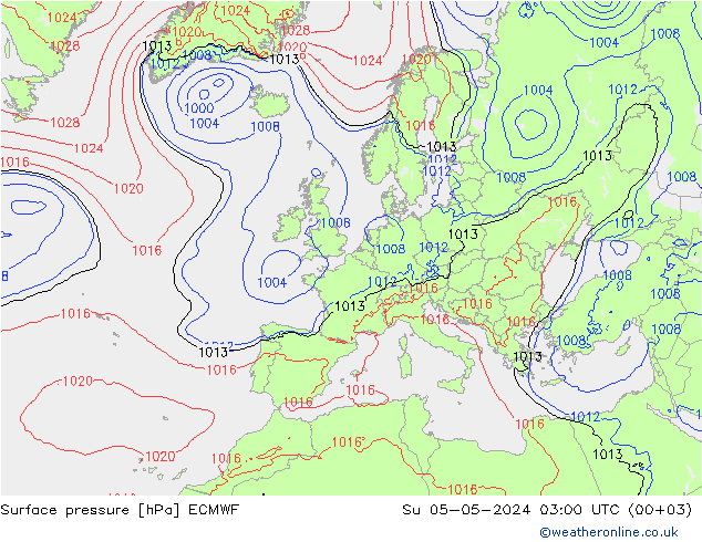 Surface pressure ECMWF Su 05.05.2024 03 UTC