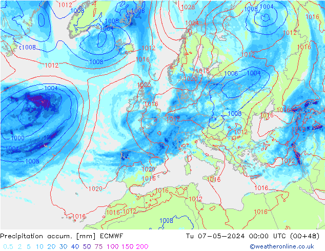 Nied. akkumuliert ECMWF Di 07.05.2024 00 UTC