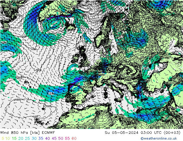 Wind 850 hPa ECMWF So 05.05.2024 03 UTC
